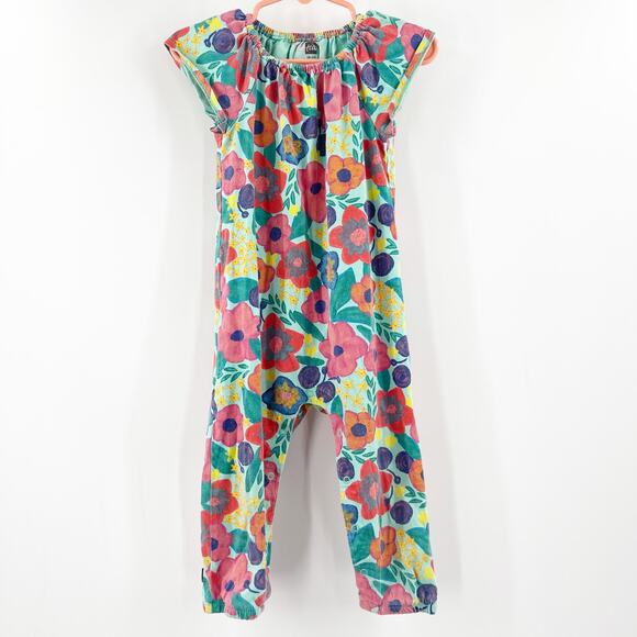 TEA COLLECTION Romper SZ 18-24 Months Flutter Sleeve Baby Girl Painterly Floral